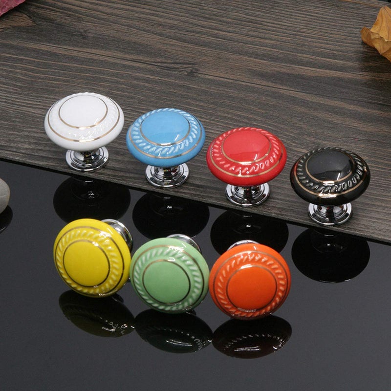 HUAMULAN 15 Pack Ceramic Knob Simple Dresser Kitchen Round Cabinet Pulls,Zinc Alloy Base Cupboard Wardrobe Drawer Door Handles,3 Size Screws - Image 4